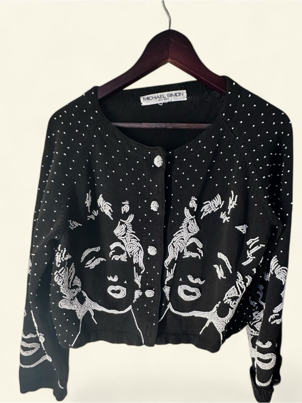RARE VTG 1993 Michael Simon Marilyn Monroe beaded cardigan- Art to wear - Picture 3 of 6